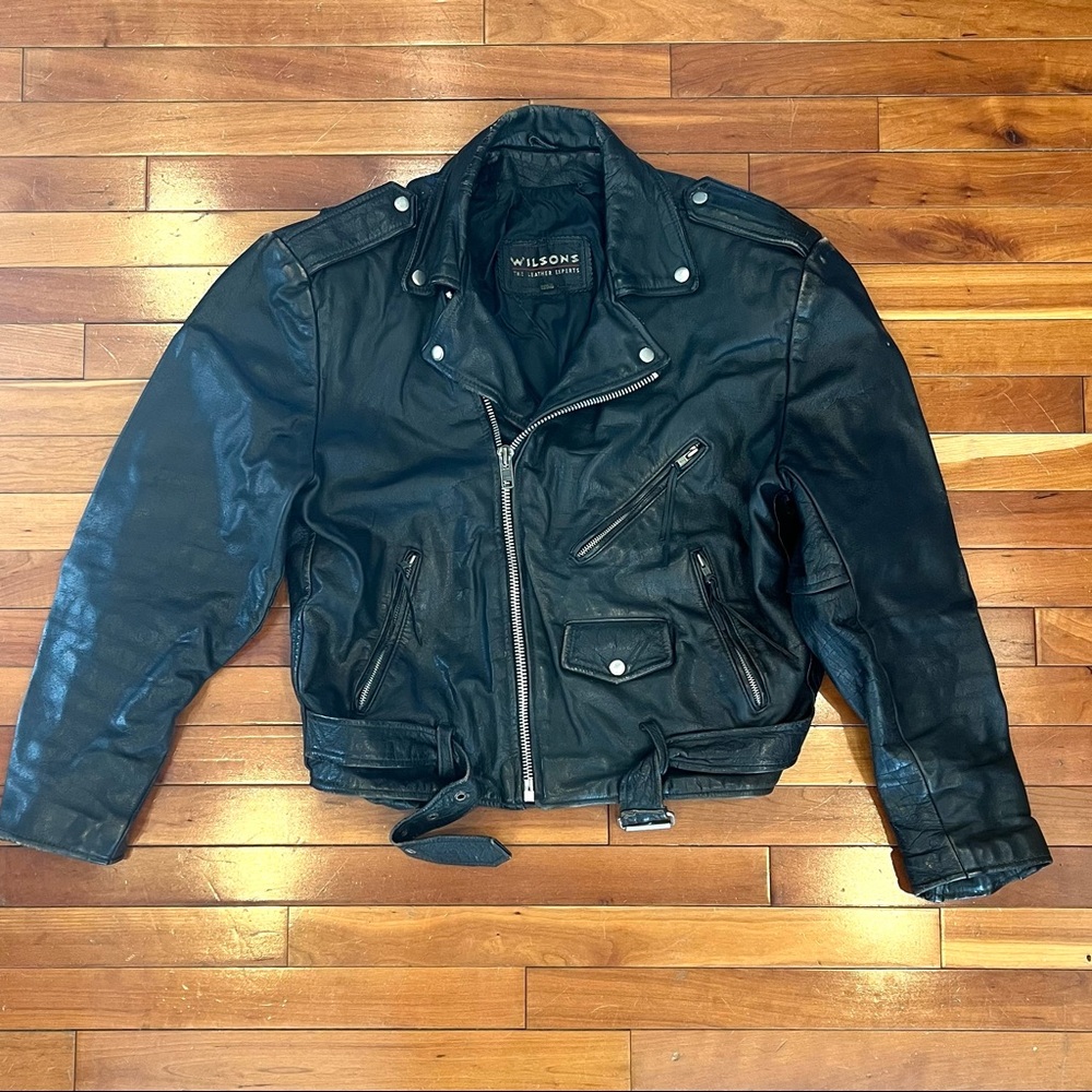 Vintage leather biker jacket- L